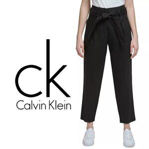 CALVIN KLEIN Women's High-Rise Tie-Waist Pants, Black NWT